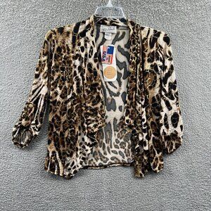 Metallic Animal Print Cardigan Small Glam Mob Wife Statement Cocktail Party‎ NWT